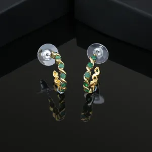 24Kt Gold Plated Green CZ Hoop Earrings