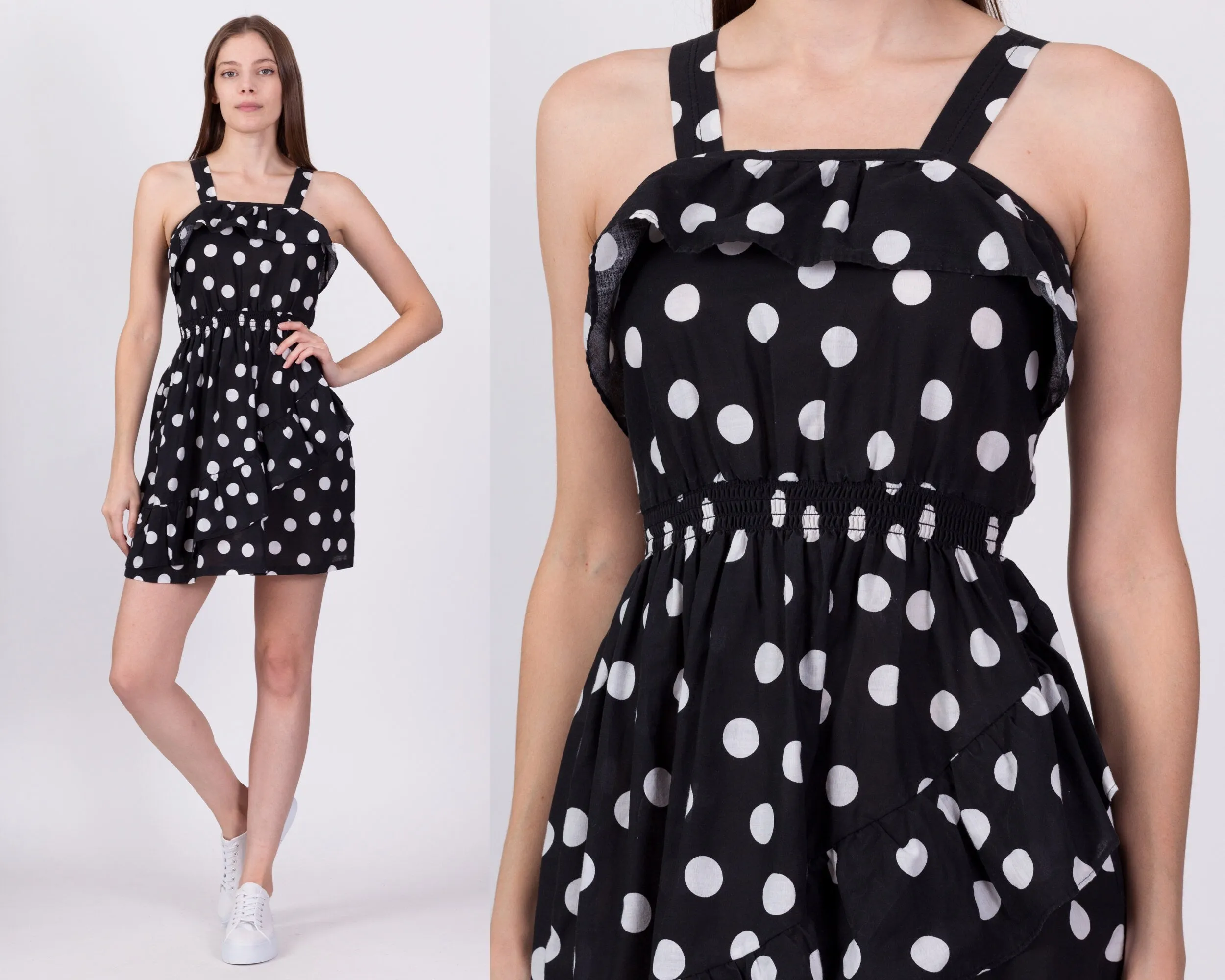 80s Polka Dot Mini Sundress - Petite Extra Small