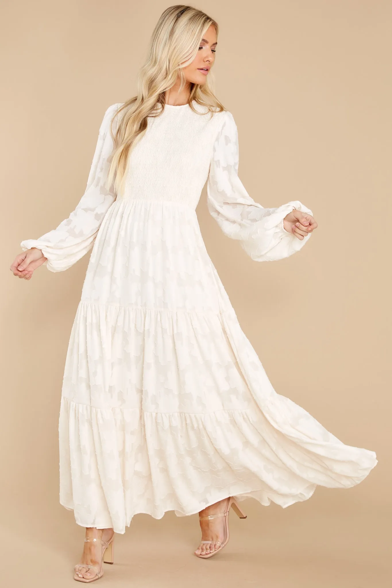 A Fine Romance Cream Lace Maxi Dress