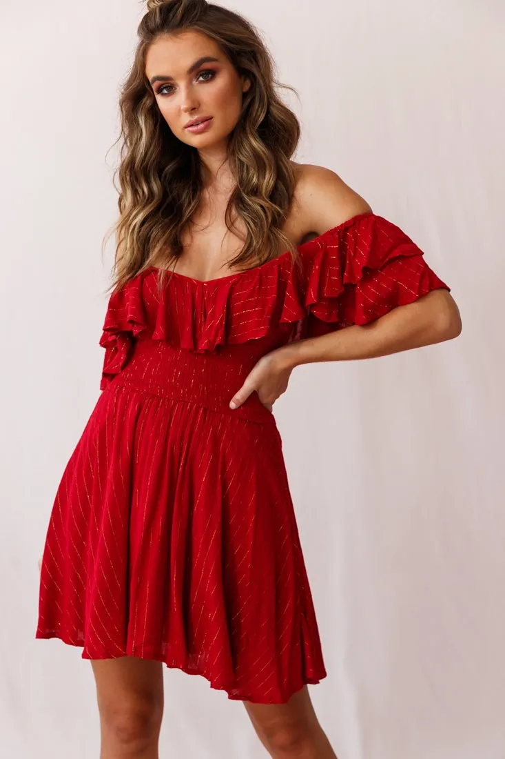 Akira Chiffon Dinner Date Dress Red