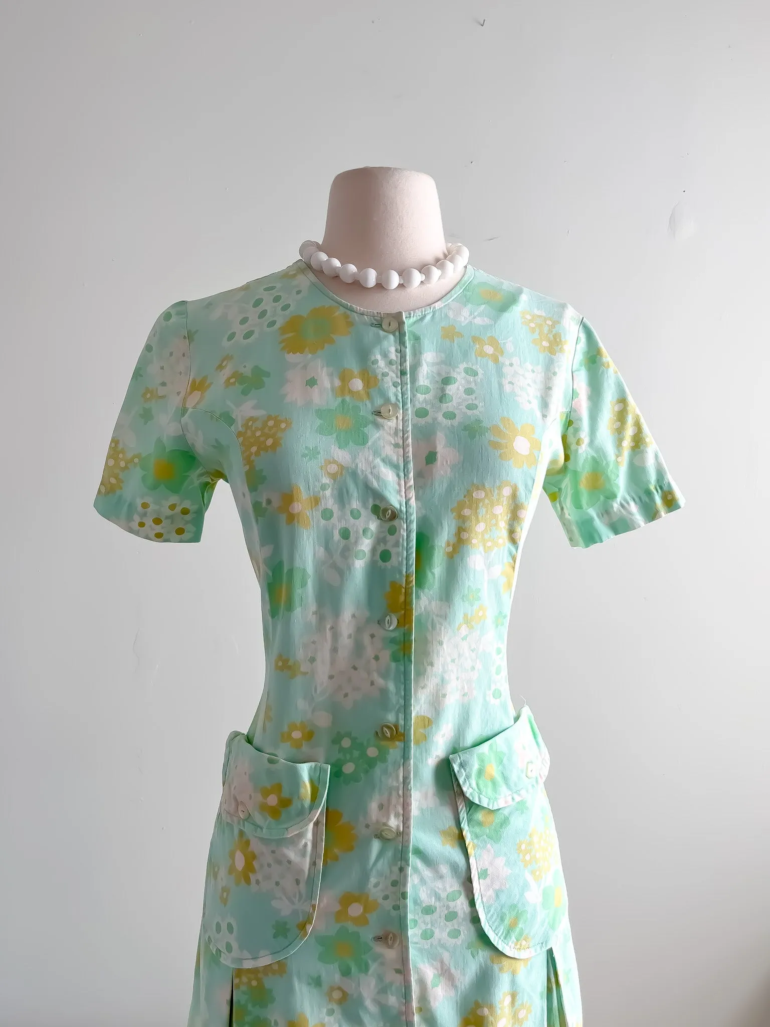 Amazing Mod Mint Vintage 1960's Cotton Day Dress / Sz M