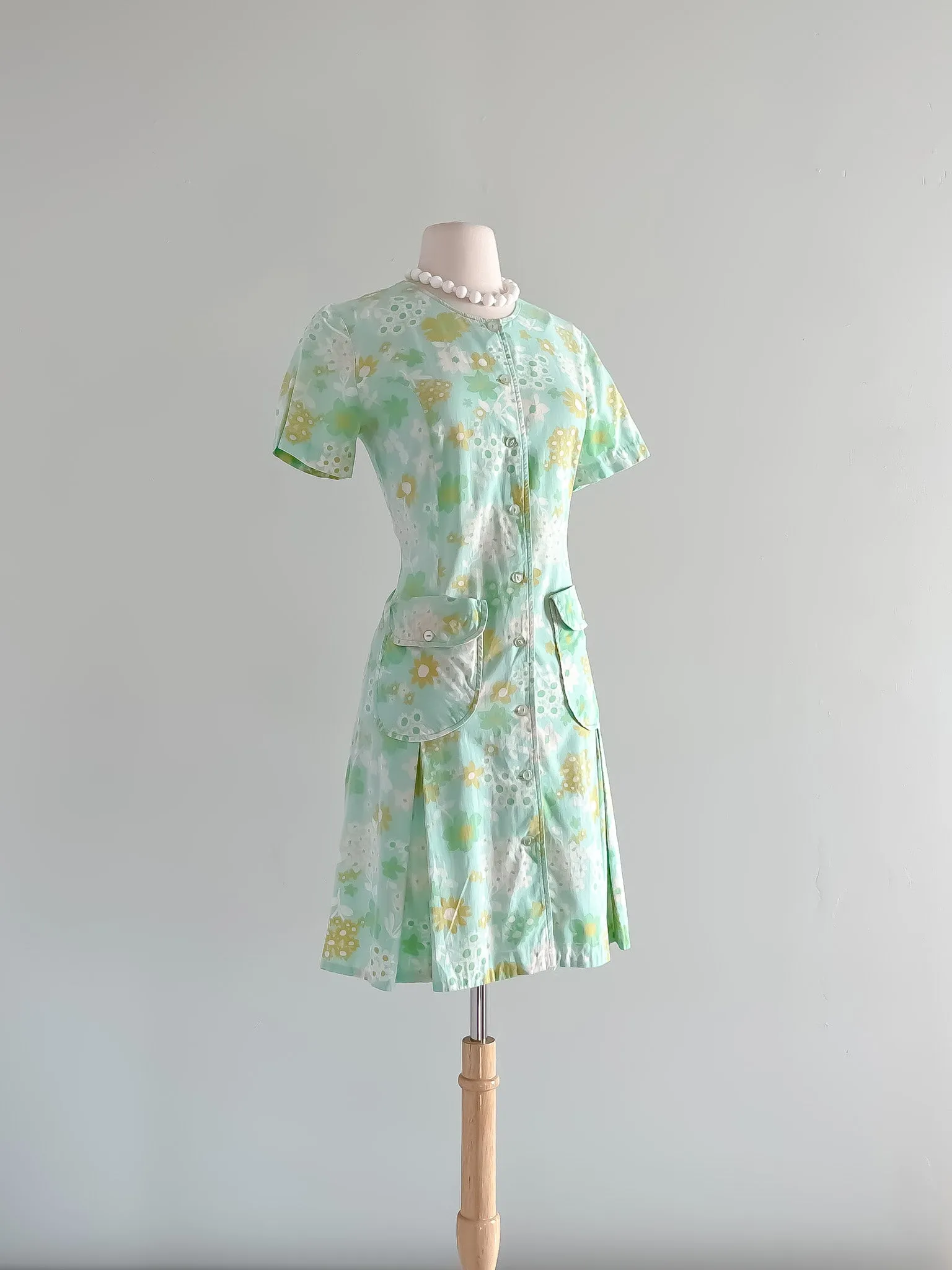 Amazing Mod Mint Vintage 1960's Cotton Day Dress / Sz M