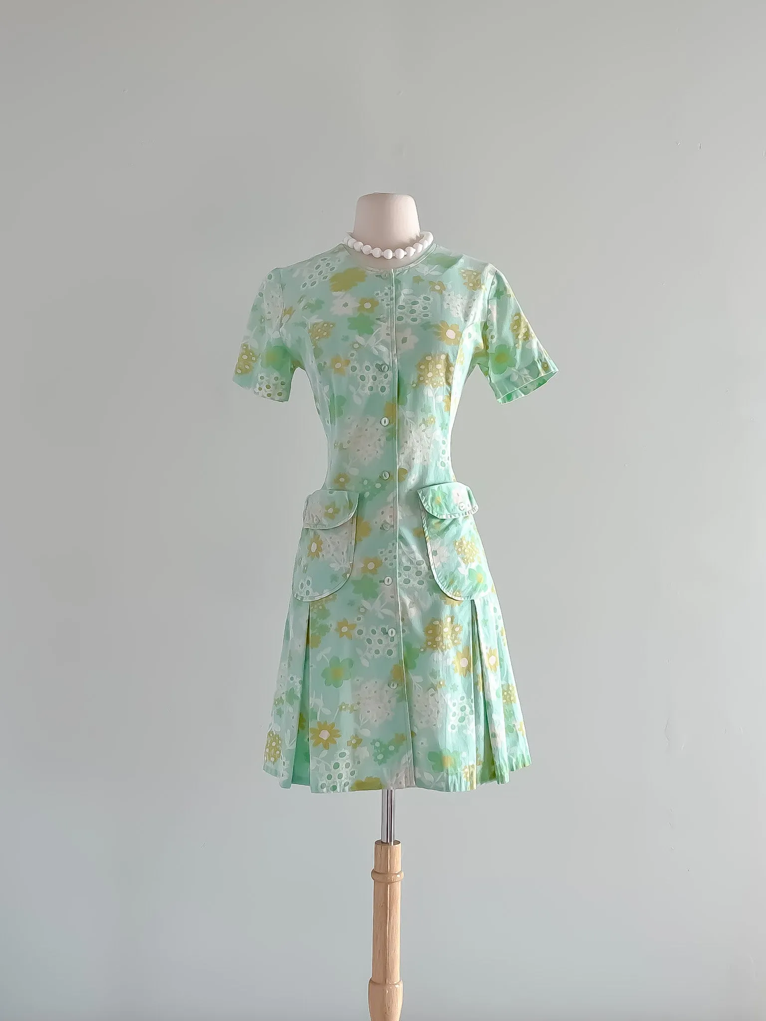 Amazing Mod Mint Vintage 1960's Cotton Day Dress / Sz M