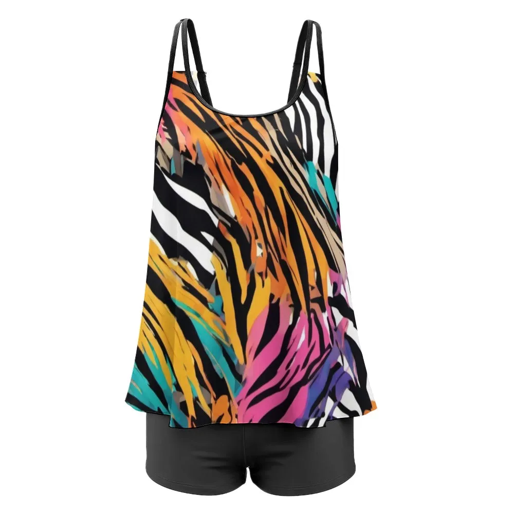 Animal Wild Voluptuous ( ) Split Swimsuit Set for Plus Size Women