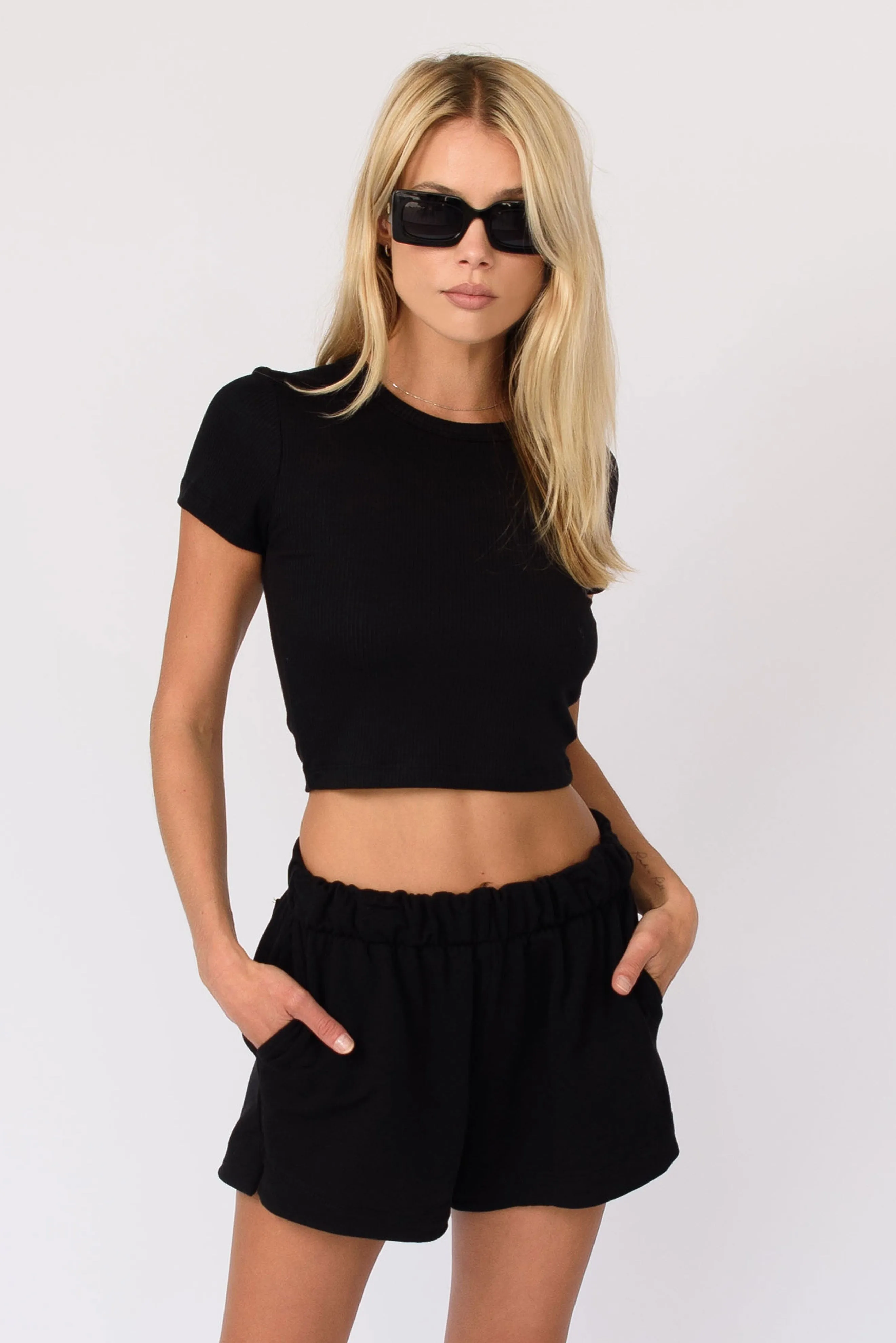 Baby Tee Ribbed - Black