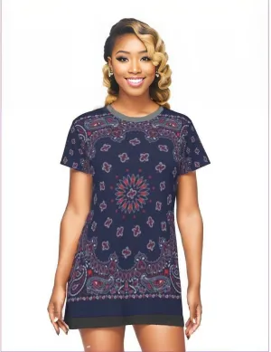 Bandanna Branded T-Shirt Dress- Ships from The US