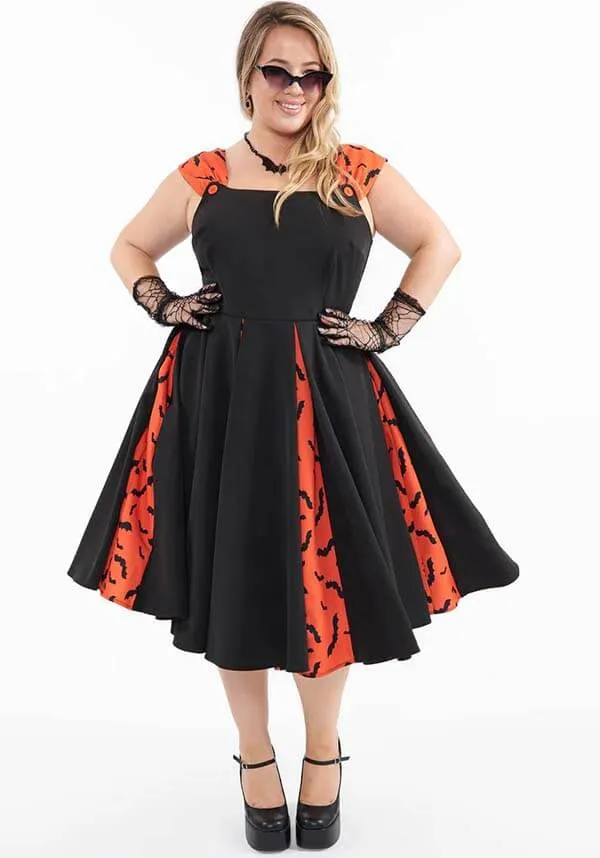 Bat Stripe [Orange & Black] | SWING DRESS