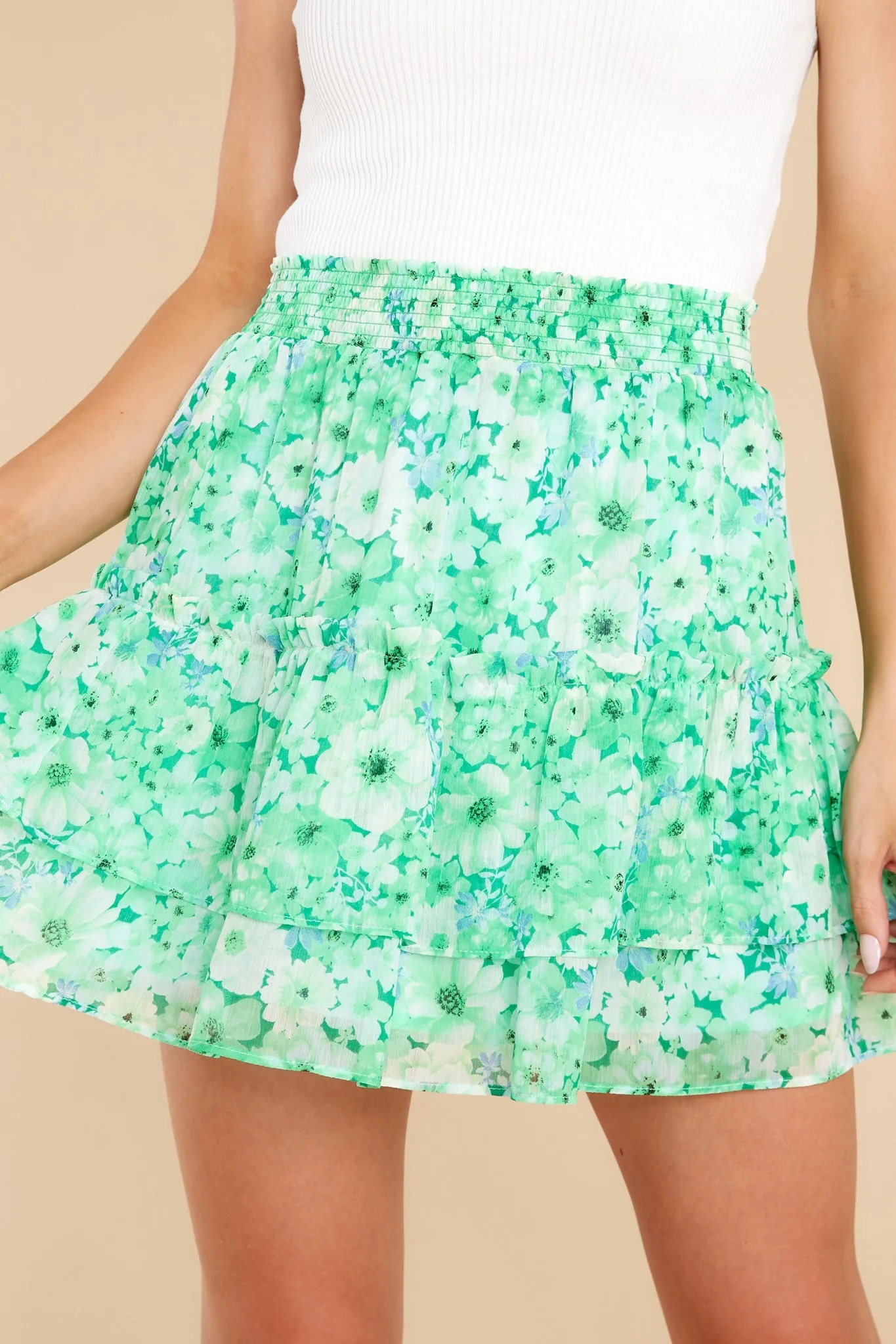 Beat Goes Basil Chiffon Skirt