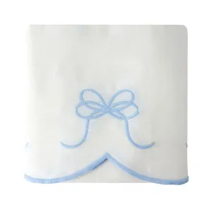 Bow Scalloped Crib Skirt in French Blue