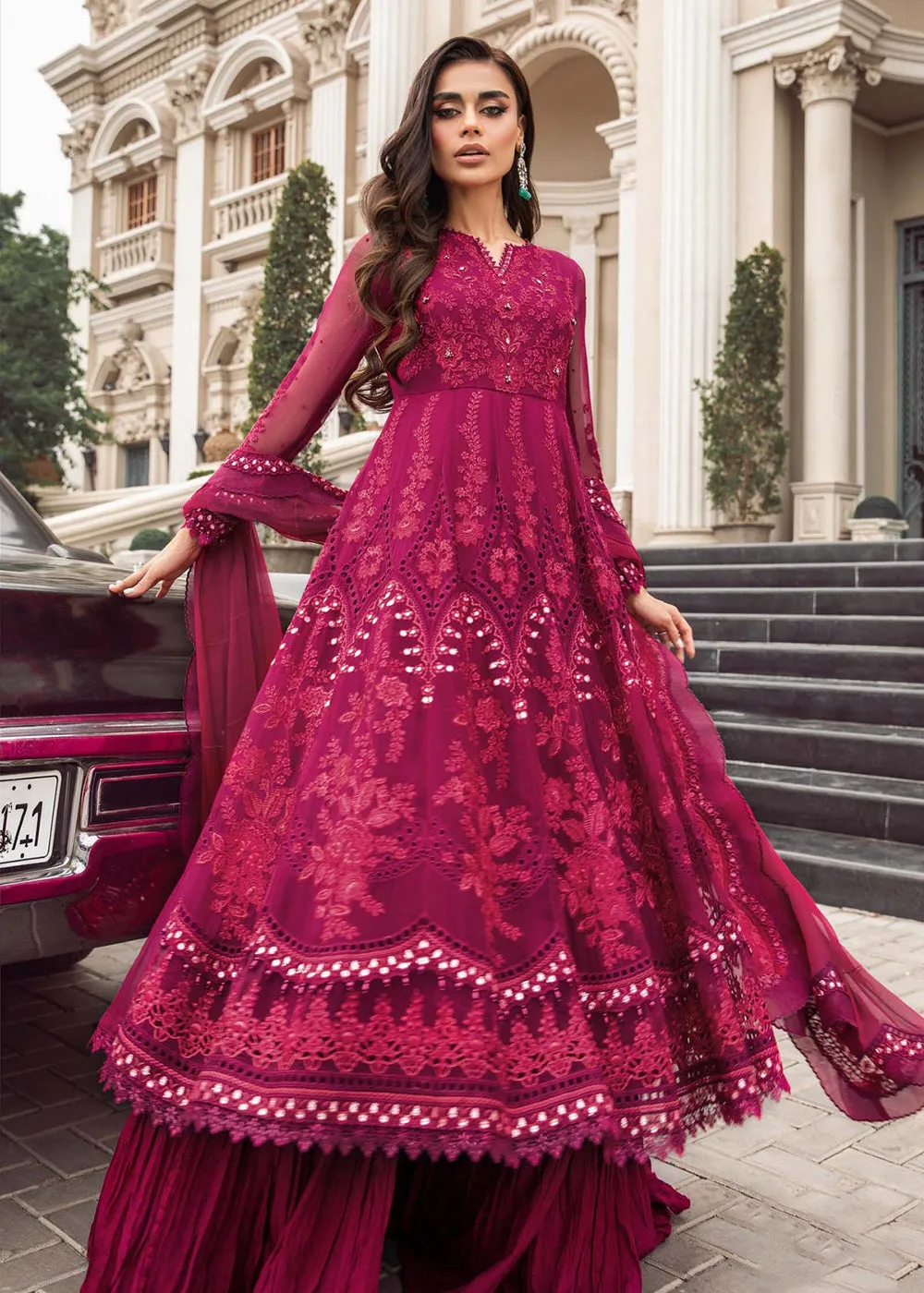 Chiffon Formals 2023 by Maria B | MPC-23-107 Magenta Pink