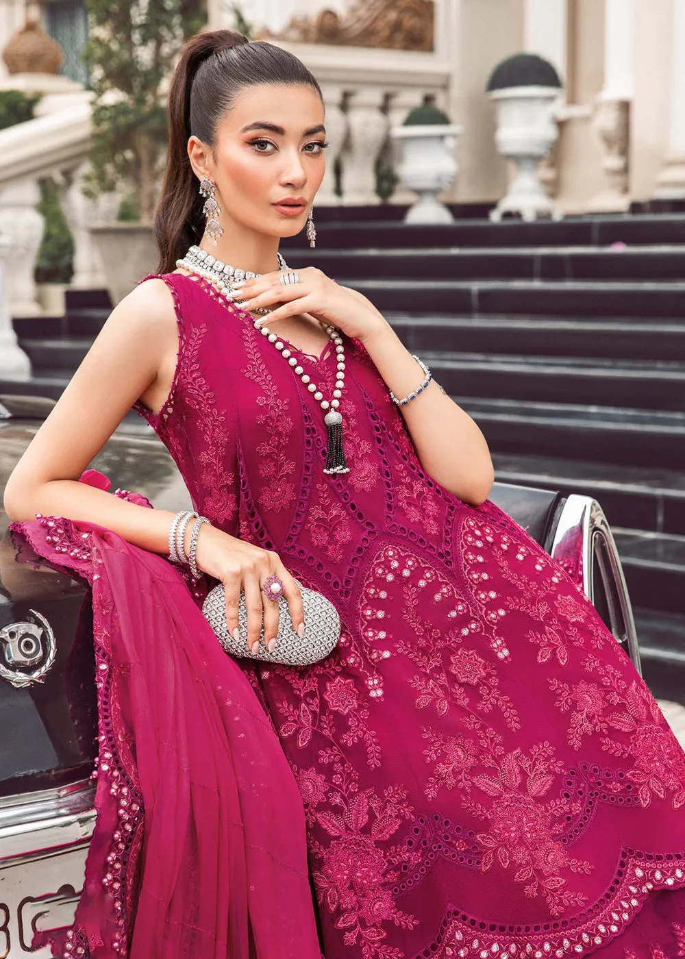 Chiffon Formals 2023 by Maria B | MPC-23-107 Magenta Pink