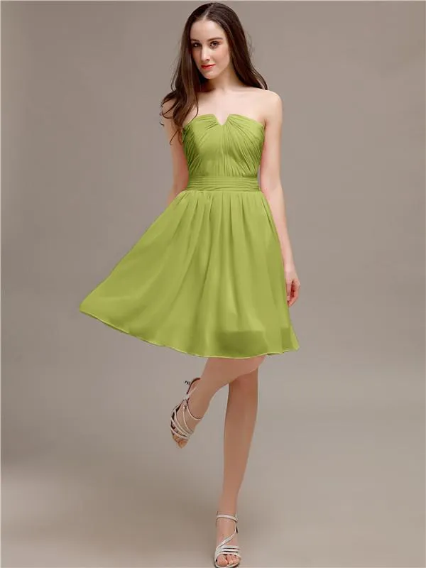 Chiffon Sleeveless A-line Knee-Length Bridesmaid Dresses