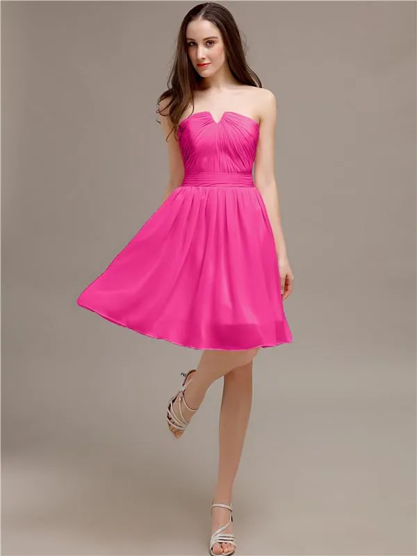 Chiffon Sleeveless A-line Knee-Length Bridesmaid Dresses