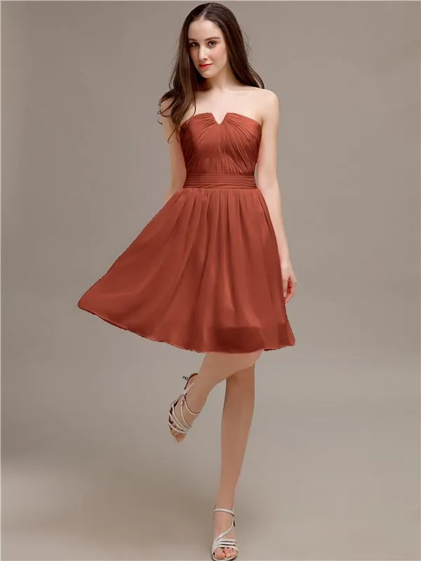 Chiffon Sleeveless A-line Knee-Length Bridesmaid Dresses