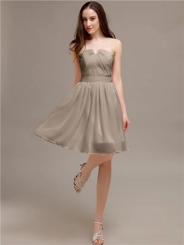 Chiffon Sleeveless A-line Knee-Length Bridesmaid Dresses