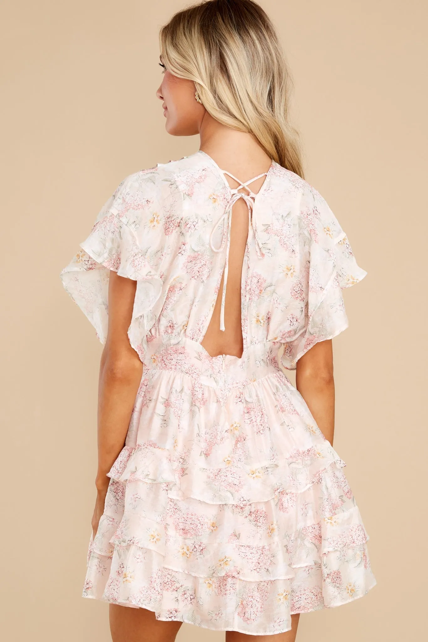 Classic Charm Blush Floral Print Dress