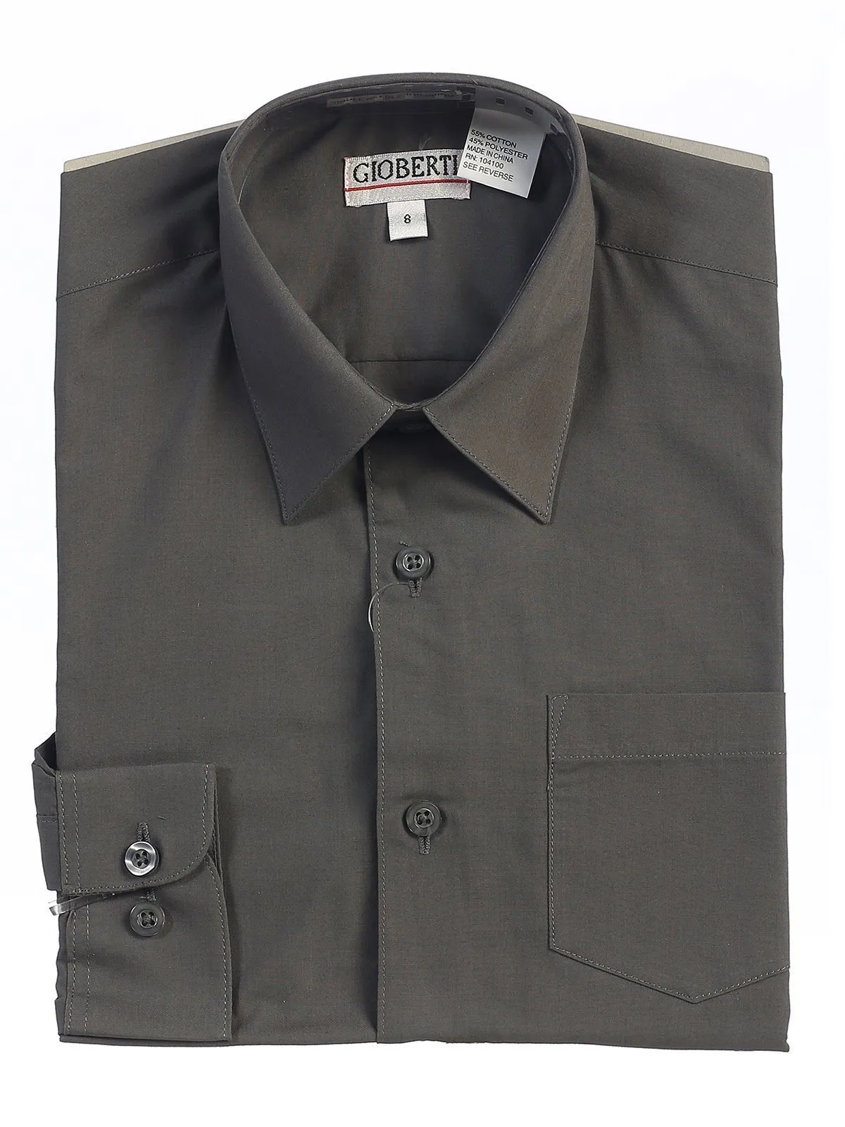 Classic Dark Gray Boys Dress Shirt