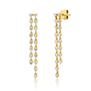 Delicate Diamond Chain Drop Earrings