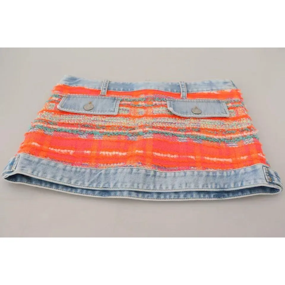 Dsquared² Multicolor Polyester Low Waist A-line Denim Skirt