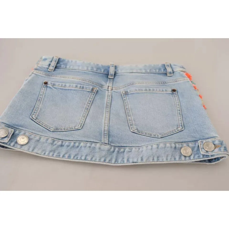 Dsquared² Multicolor Polyester Low Waist A-line Denim Skirt