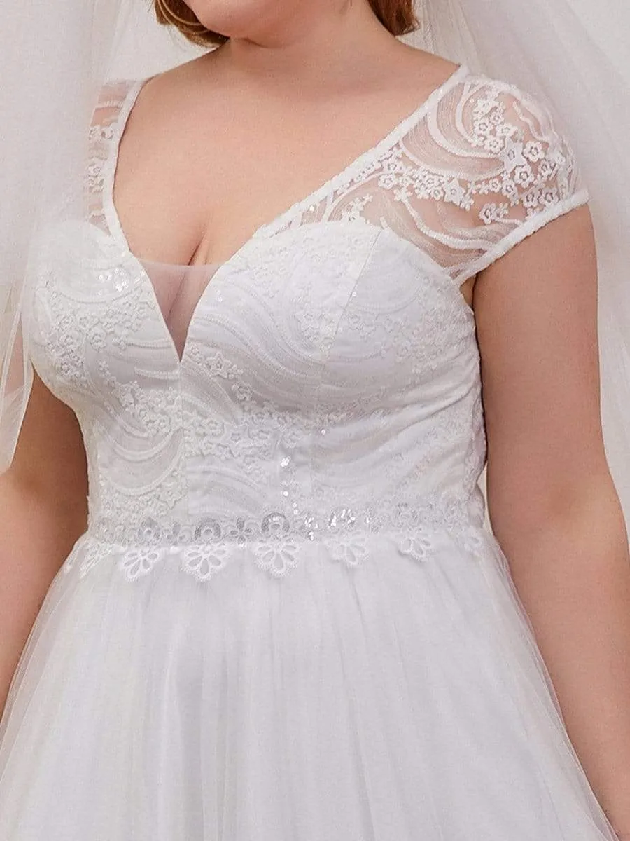 Elegant Cap Sleeves Casual Applique Outdoor Wedding Dress