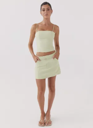 Eliana Suit Mini Skirt - Green Zest