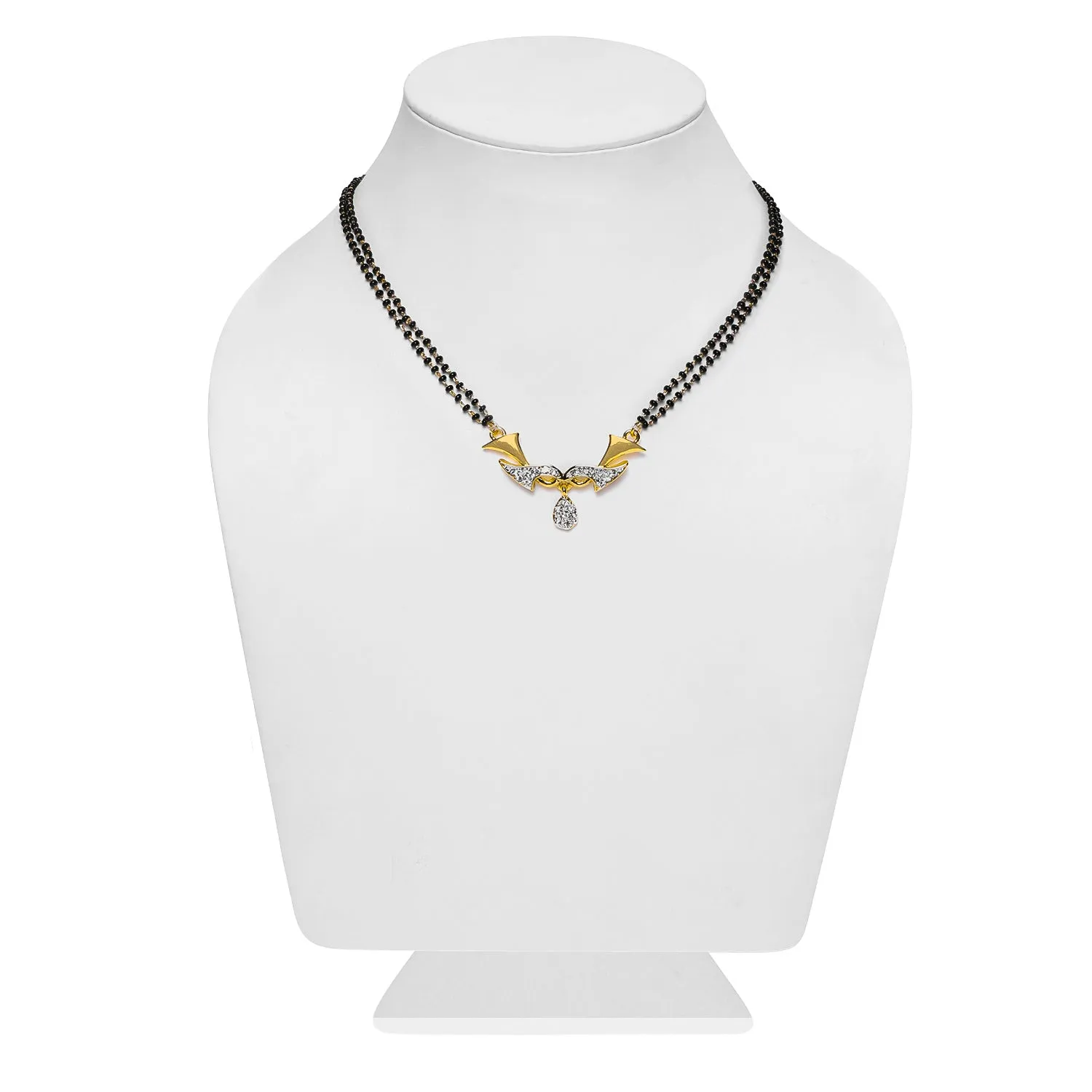 Estele Gold & Rhodium Plated Wave Drop Mangalsutra Necklace Set with Austrian Crystals for Women