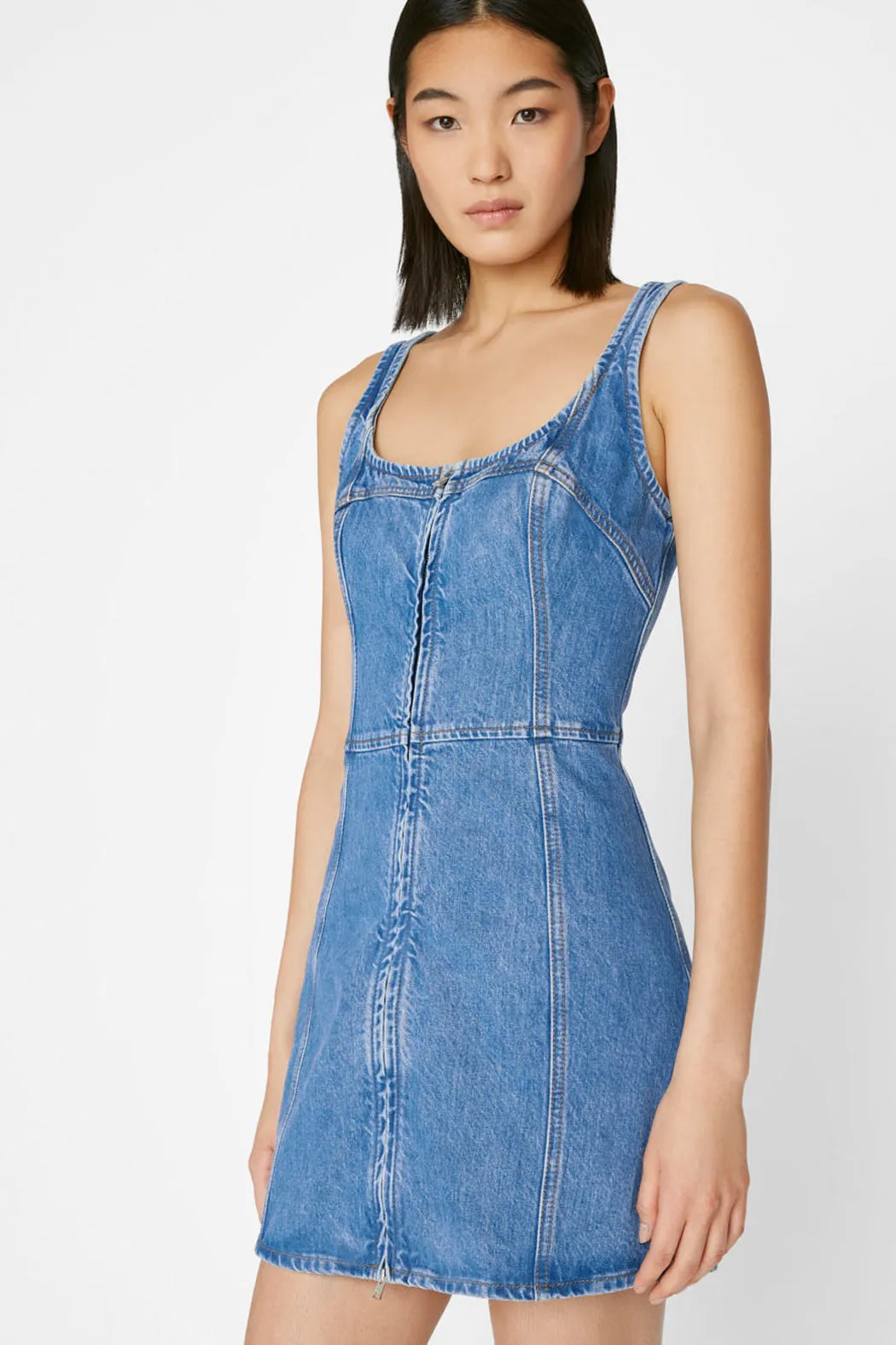 Frame - Denim Bustier Zip Dress in Sea Level