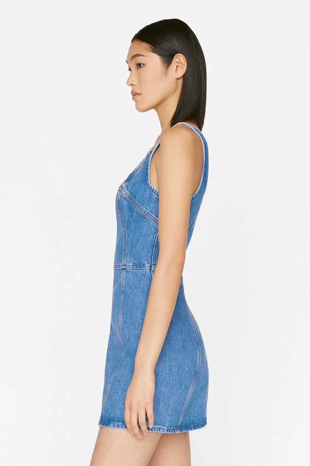 Frame - Denim Bustier Zip Dress in Sea Level