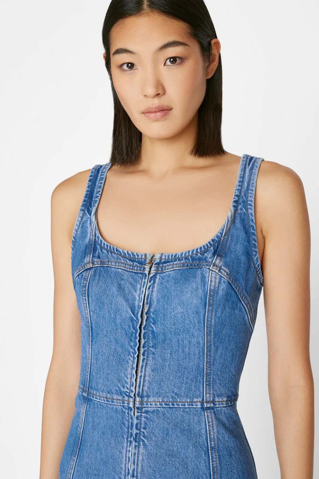 Frame - Denim Bustier Zip Dress in Sea Level