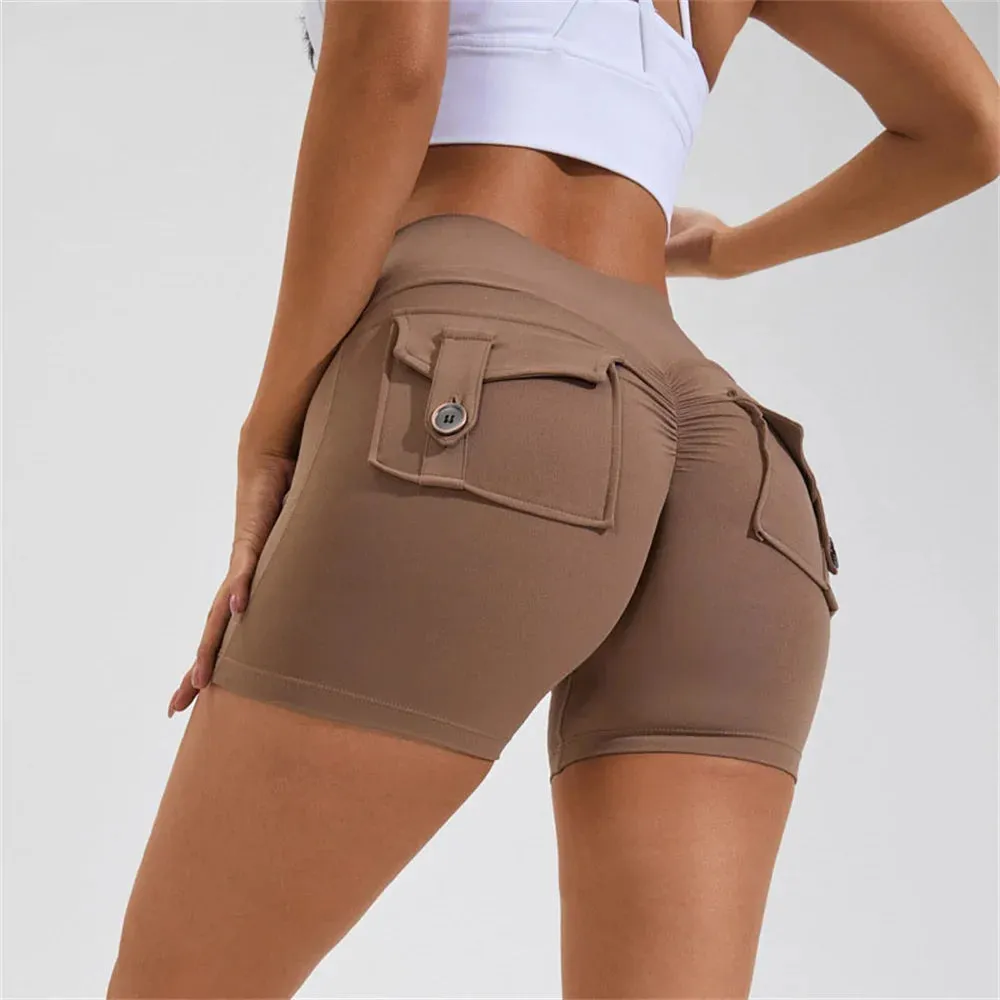 High Waist Gym Running Tight with Pocket - Push Up Fitness Yoga Short