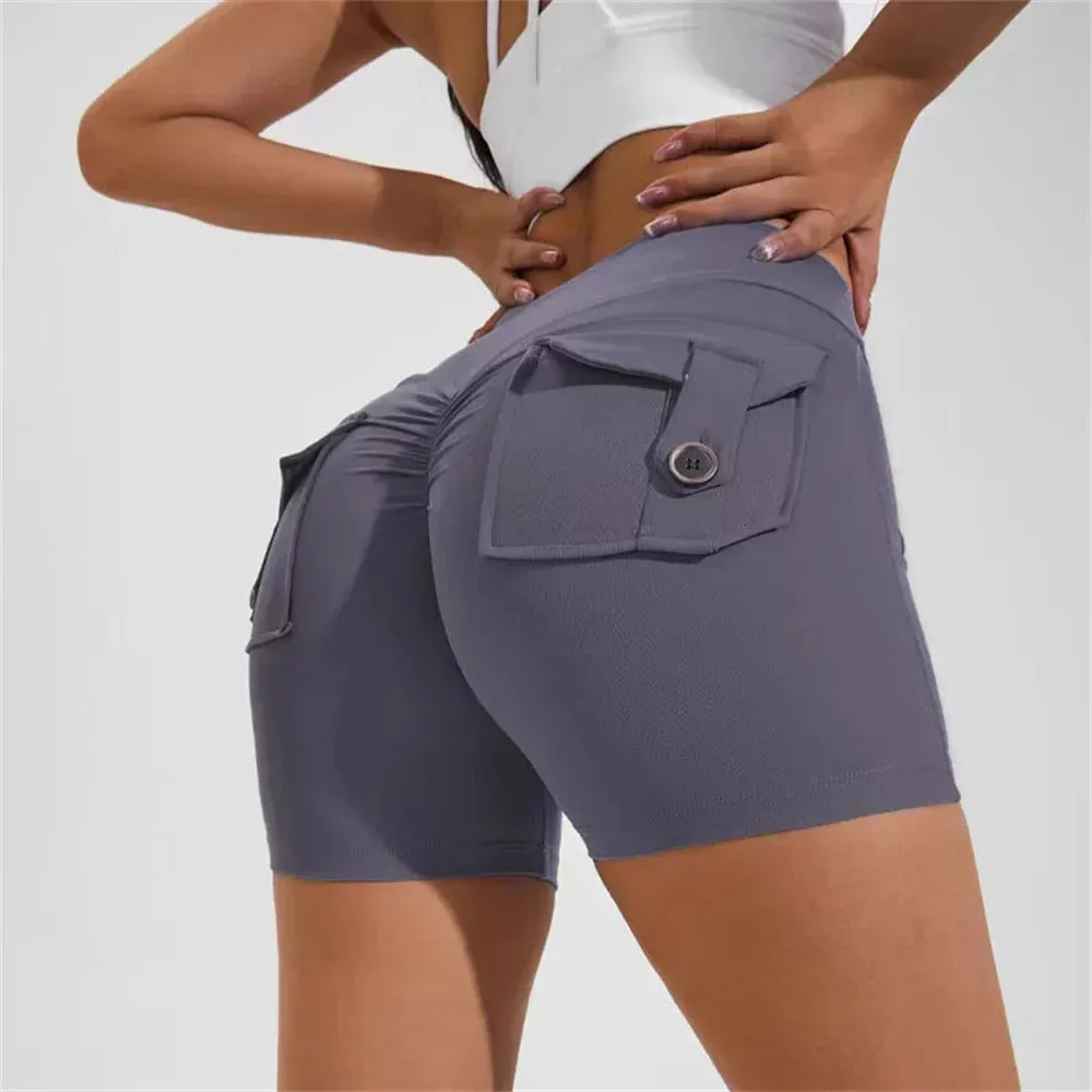 High Waist Gym Running Tight with Pocket - Push Up Fitness Yoga Short