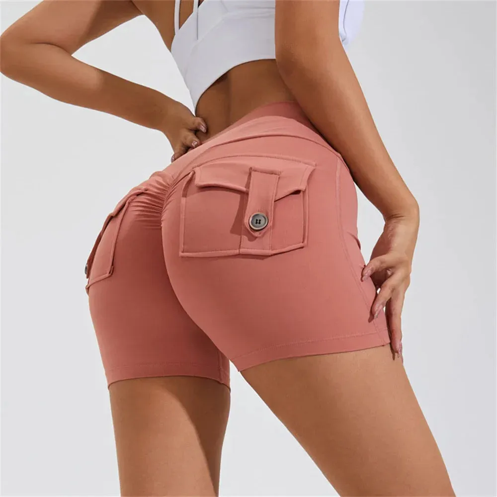 High Waist Gym Running Tight with Pocket - Push Up Fitness Yoga Short