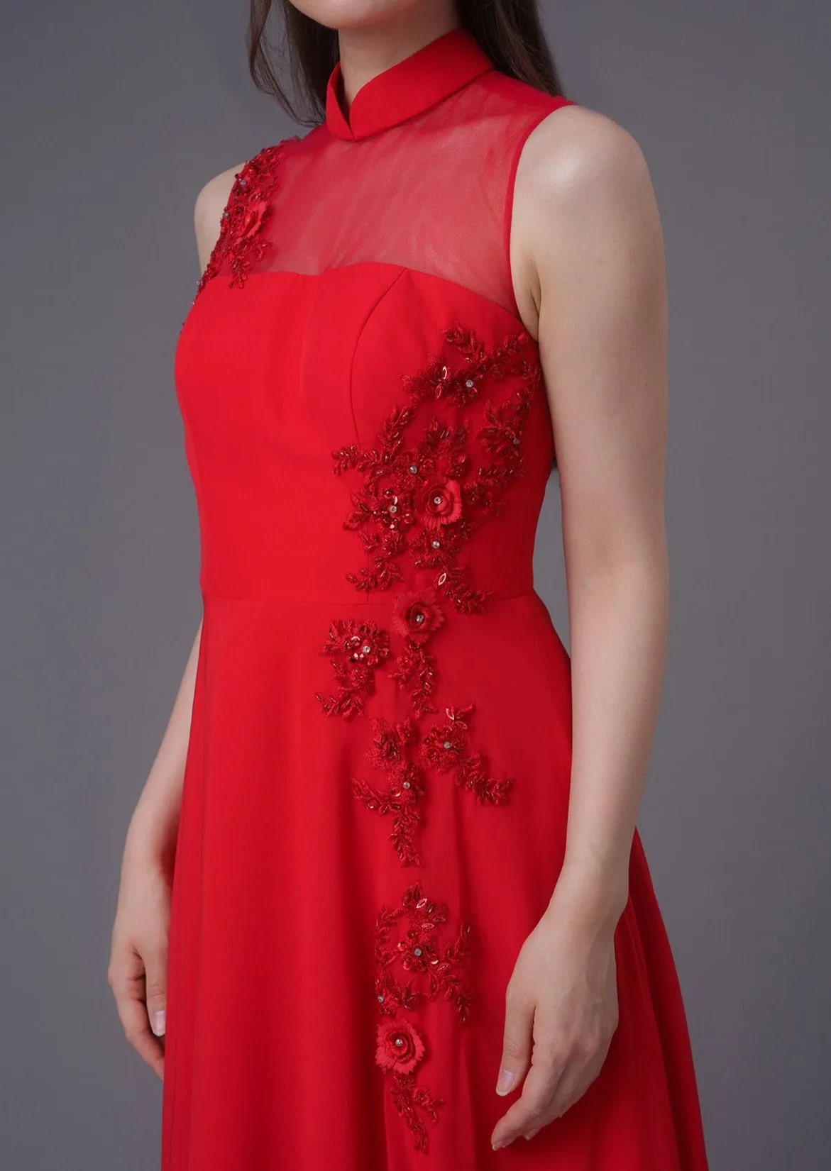 Iris A-Line Red Bridal Qipao - RTW