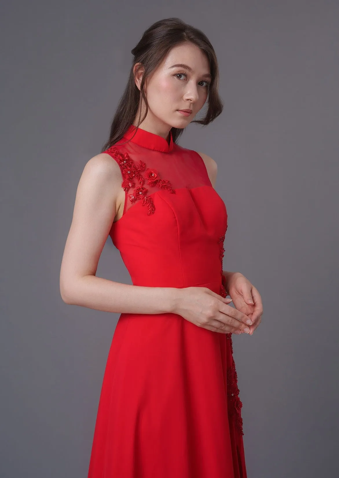 Iris A-Line Red Bridal Qipao - RTW