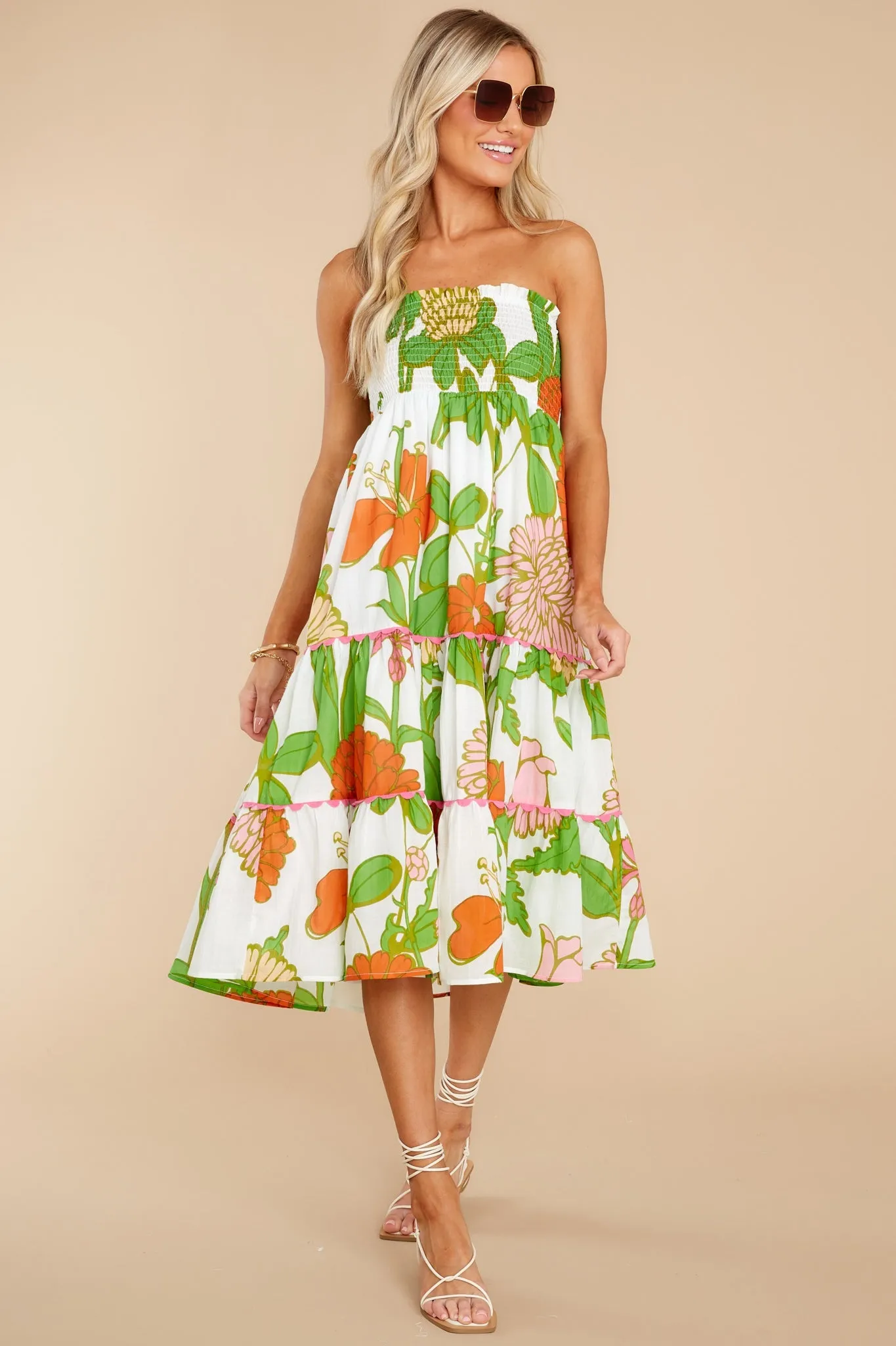 Izzy Mod Floral Melon Skirt Dress