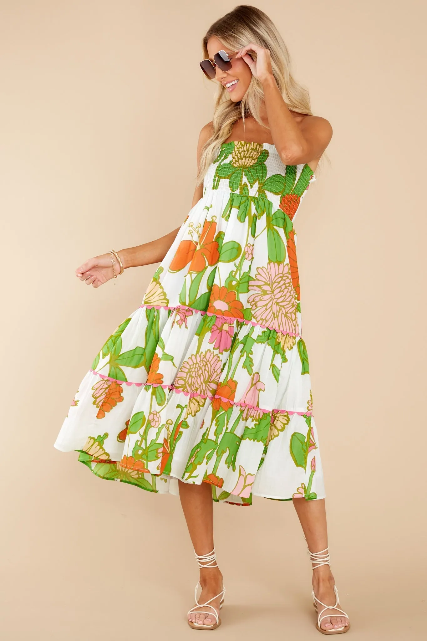 Izzy Mod Floral Melon Skirt Dress