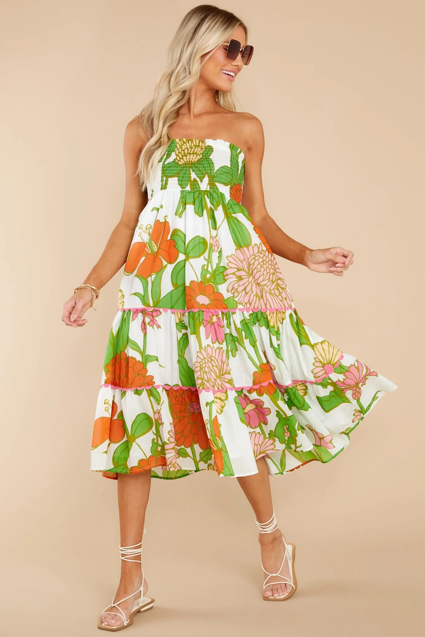 Izzy Mod Floral Melon Skirt Dress