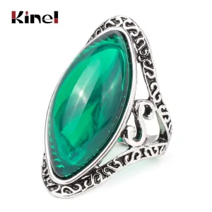 Kinel Boho Vintage Antique Oval Tibetan Silver Rings