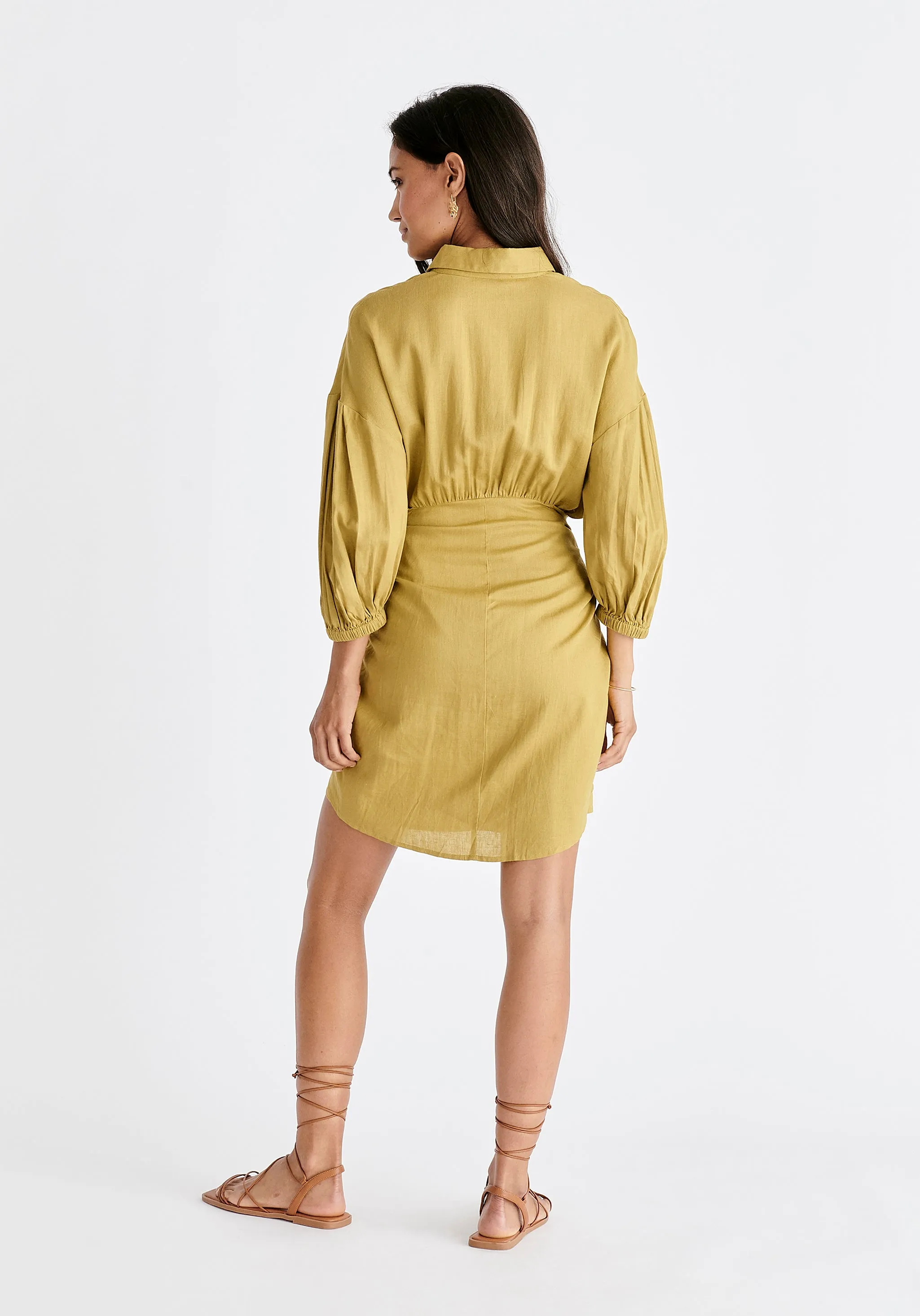 Linen Blend Shirt Dress