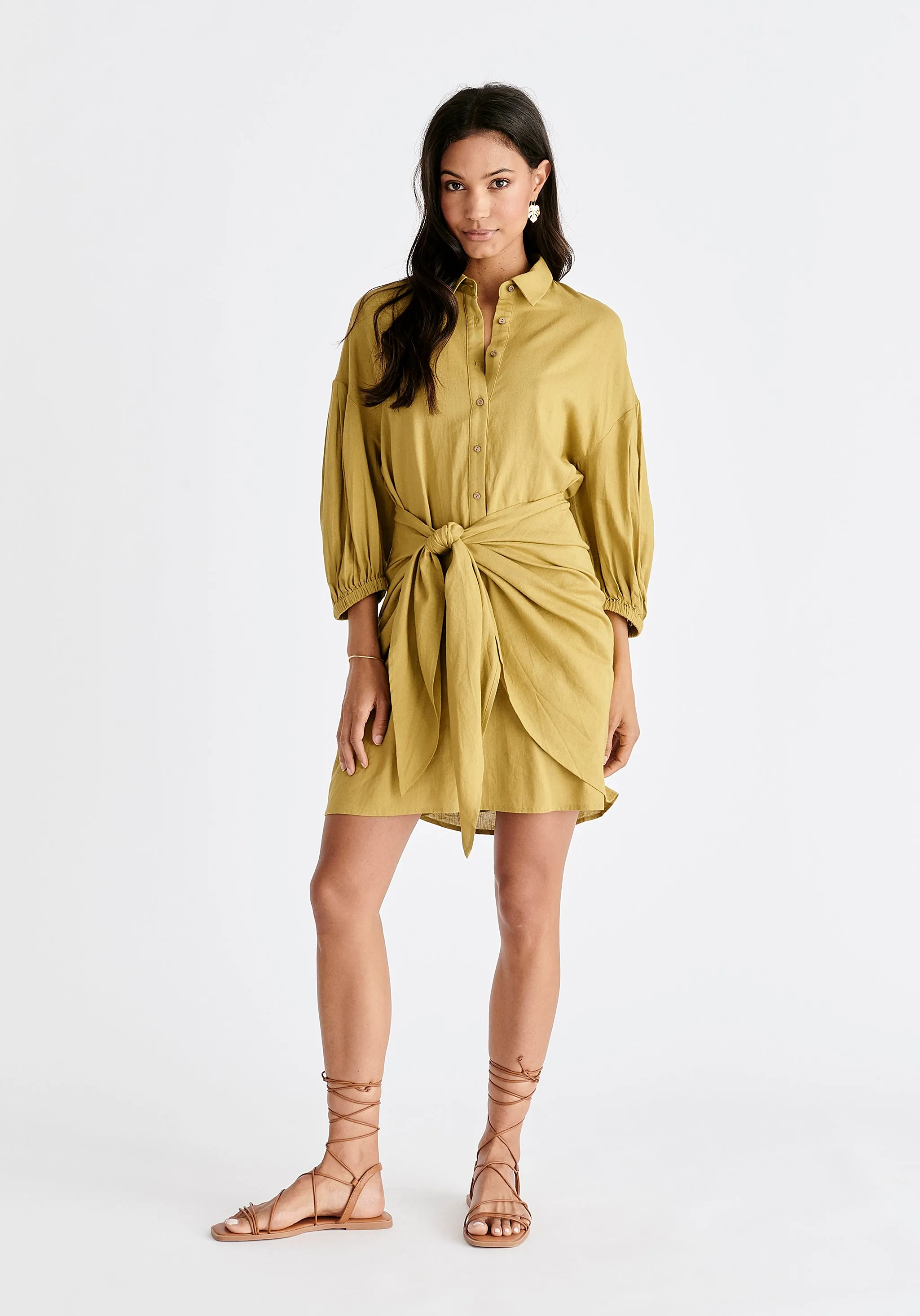 Linen Blend Shirt Dress