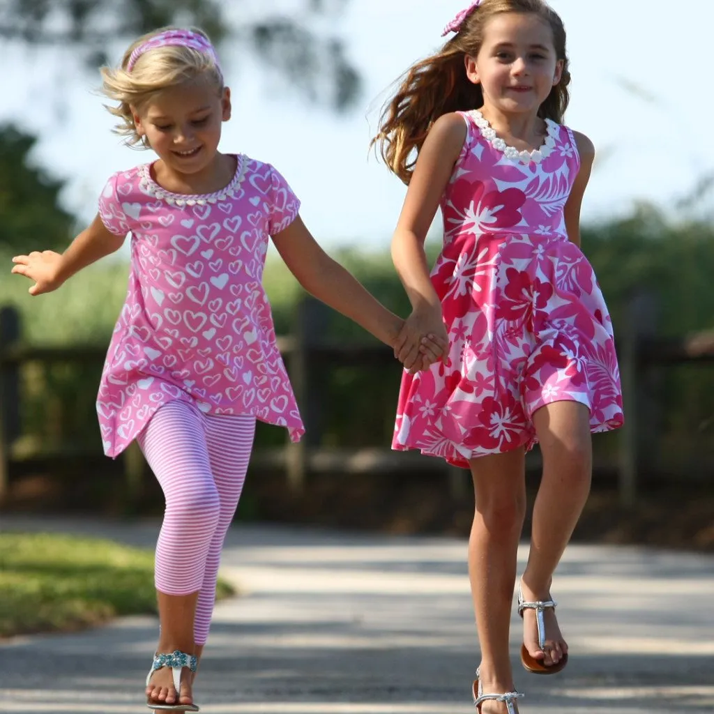 Little Cupcake Tank Full Circle Twirling Dress in Hibiscus Flower