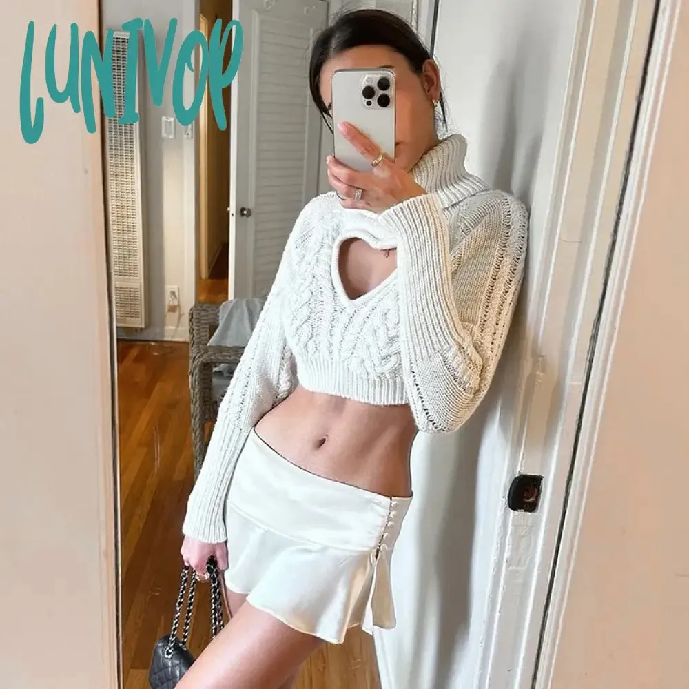 Lunivop  Folds Splice Mini Skirt For Women Solid Buttons Asymmetrical High Waist Pleated Skirt Ladies 2024 New Y2k Skirts Woman