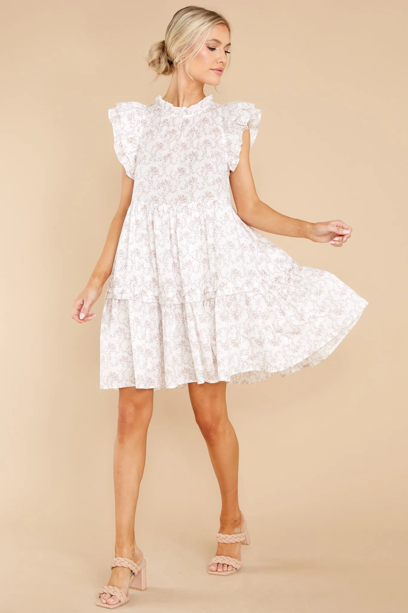 Memories Of Us Ivory Floral Print Dress