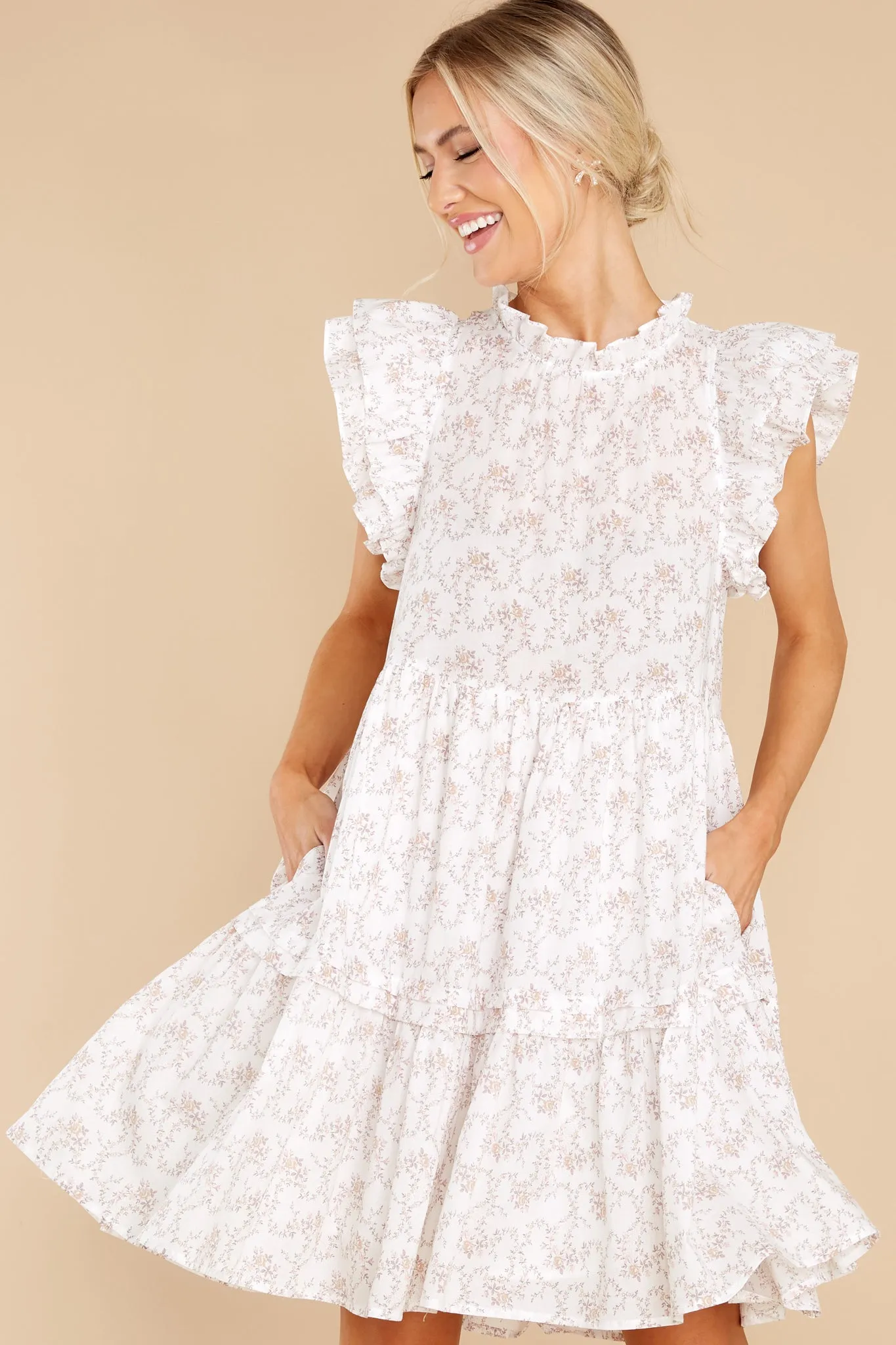 Memories Of Us Ivory Floral Print Dress