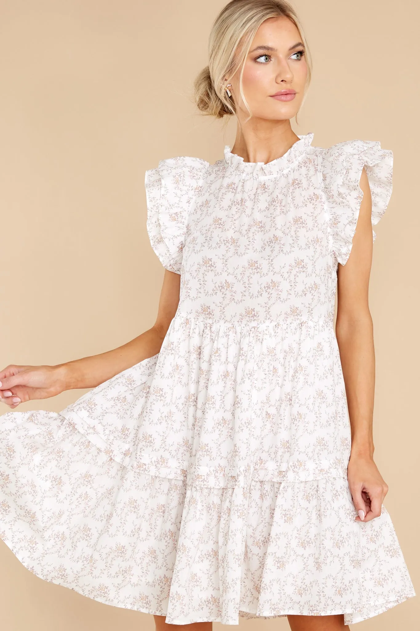 Memories Of Us Ivory Floral Print Dress