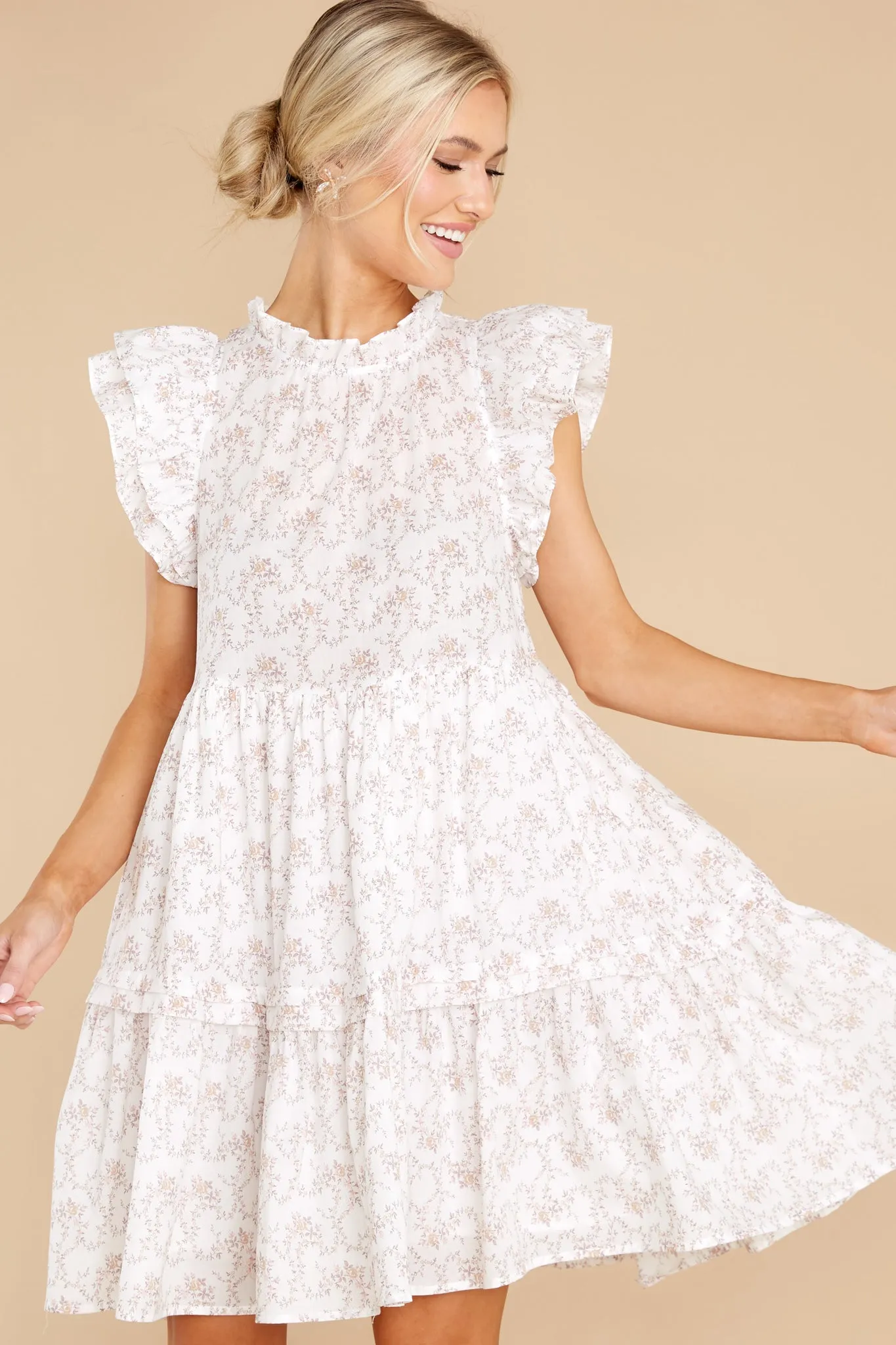 Memories Of Us Ivory Floral Print Dress