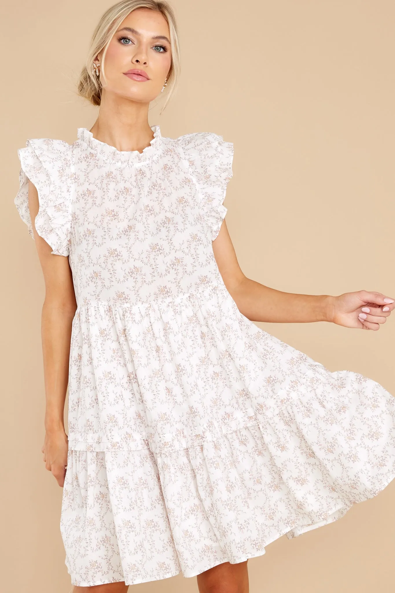 Memories Of Us Ivory Floral Print Dress