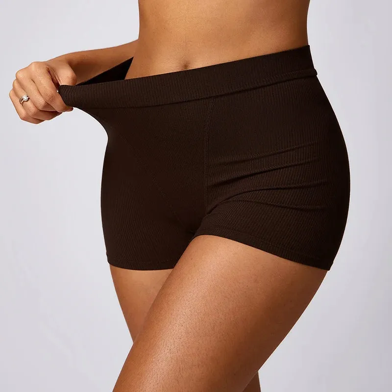 Ribbed Seamless Sexy Yoga Sports Short with Push Up Feature