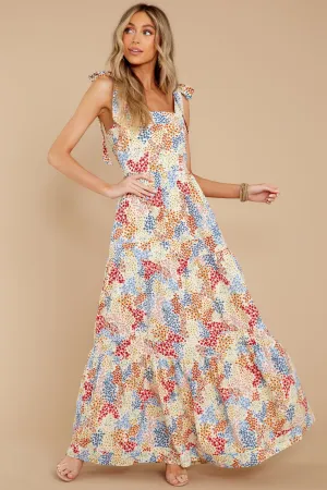 Sweet Blossoms Yellow Multi Floral Print Maxi Dress